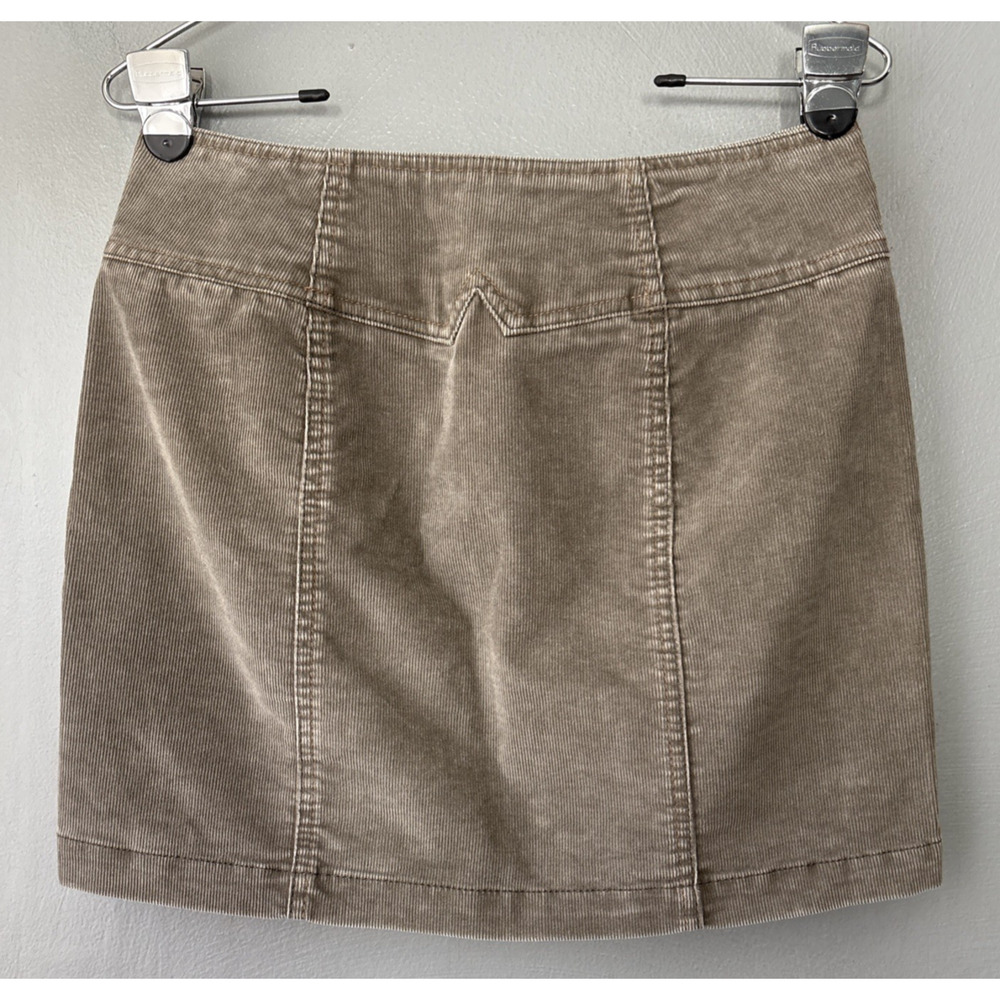 Gap Y2K Corduroy Skirt Size 2 Gray Snap Front Mini Short Straight Boho Academia - Picture 4 of 9
